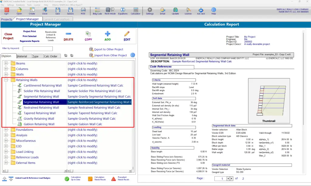 ENERCALC for Revit SEL-Earth - our Earth-Retention structure calculation modules